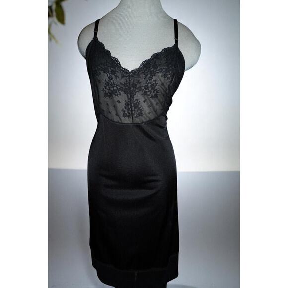 Y2K Sheer Lace Slip Dress – Vintage Vanity Fair Antron Nylon Lingerie (L) - Picture 2 of 10